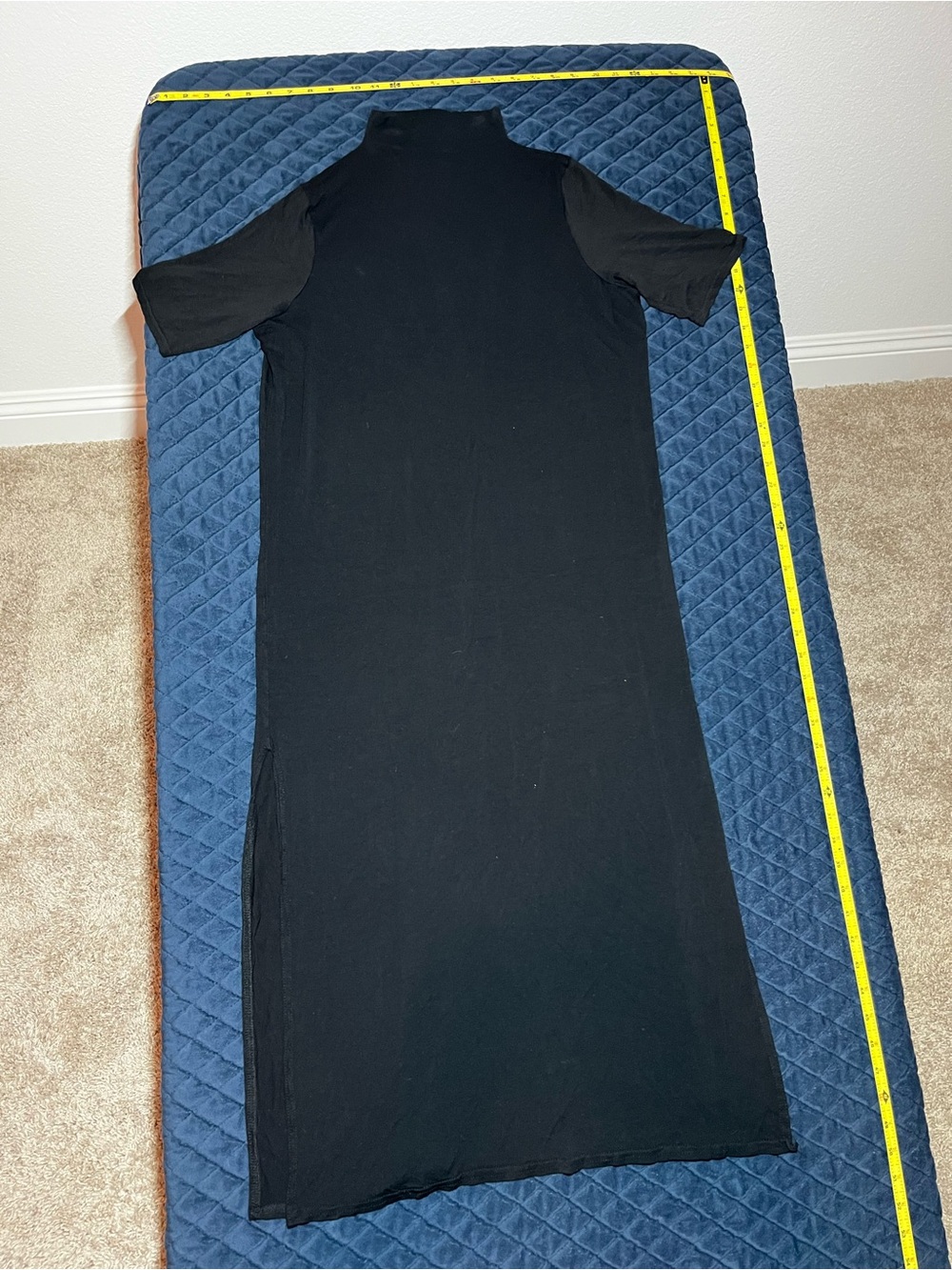 Nasty Gal Black Short-Sleeve Maxi Dress with Side Slits